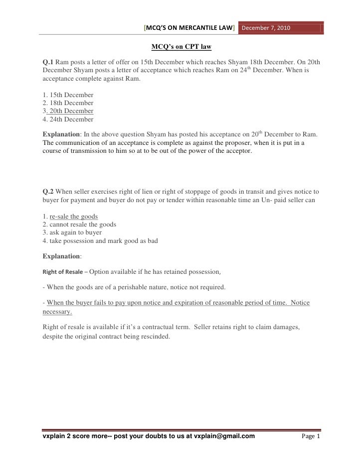 cpt mercantile law notes
